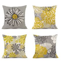 Set mit 4 Kissenbezügen, Blumen-Kissenbezug für Sofa, Zuhause, Wohnzimmer, Schlafzimmer, Innendekoration, 45 x 45 cm (Gänseblümchen – 45 x 45)