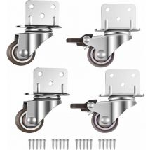 4er Set Kleine Möbellenkrollen 25mm mit Bremse L-förmige Montageplatte Geeignet für Möbel Blumenständer Kindergärten (25mm)