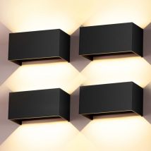 Set Mit 4 Led-wandleuchten, 24 W, Geeignet Für Den Innen- Und Außenbereich, Verstellbarer Lichtkegel, Wasserdicht (ip65), Warmweißes Licht (3000 K).