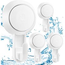 Komiro - Set mit 4 leistungsstarken Wand-Saughaken, 5 kg, Saughaken für Badezimmer, Dusche, Handtuch-Garderobe, Kunststoff-Saugnapf-Haken zum