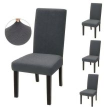Set Mit 4 Modernen, Dekorativen, Elastischen Und Dehnbaren Stuhlhussen Für Hotels, Grau