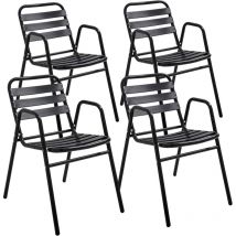 Set mit 4 Gartensesseln aus schwarzem Aluminium