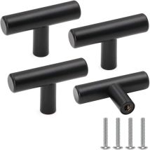 Set Mit 4 Vintage-schrankknöpfen Aus Schwarzem Edelstahl Inklusive Schrauben Zur Inneneinrichtung
