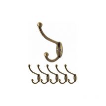 Chendyy - gabrielle Set mit 5 Eisen-Wandhaken für Mantel, Hut, Handtuch, Kleiderständer, Bronze-/Antik-Messing-Optik, Vintage-/Landhaus-Stil,