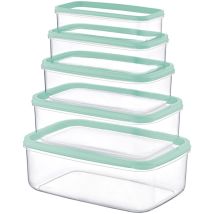 Set mit 5 rechteckigen luftdichten Lebensmittelbehältern – 330ml bis 2100ml – BPA-frei, mikrowellenfest, gefrierfest, spülmaschinenfest