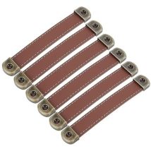 Set Mit 6 Ledergriffen Vintage-möbelgriffe Aus Leder – Schrankgriffe Ledergriffe Küchenmöbelgriff Braun Mittenabstand 128 Mm