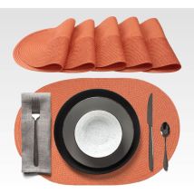 Set Mit 6 Ovalen, Geflochtenen Pp-tischsets, 44 X 29,5 Cm, Erdoppelt Orange, Waschbar, Rollbar, Rutschfest, Elegantes Design