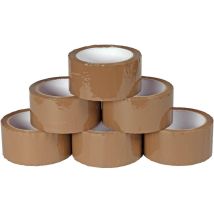 Set mit 6 Rollen Klebeband – Standardabmessungen – Länge: 50 m – Breite: 50 mm – Für Pakete und Karton – Braun