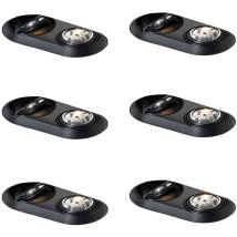 Set mit 6 runden Einbaustrahlern schwarz GU10 70mm 2-Licht - Hubs