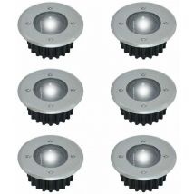 Tigrezy Set mit 6 LED-Solar-Einbaustrahlern im Boden – rund – Durchmesser: 85 mm – außen beständig gegen den Sockel – Vorderseite aus Edelstahl – 6