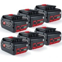 (Set mit 6 Stück Akku) für Bosch Professional GBA 18 Volt, 5.0 Ah Li-Ion Ersatzakku für Bosch BAT609 BAT610 BAT618 BAT618G BAT620 BAT622