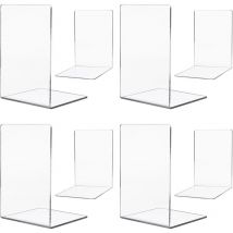 Mumu - Set mit 8 Buchstützen, transparente Buchstützen aus Acryl, für Kinder, Büro, Wohnzimmer und Arbeitszimmer, Schule, Buchhandlung und