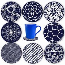 Set Mit 8 Runden, Blauen Silikonuntersetzern, 10 Cm