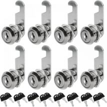 Set Mit 8 Universal-schließzylindern Für Spinde – 30 Mm Mit Schlüssel - Set Mit 8 Universal-schließzylindern Für Spinde – 30 Mm Mit Schlüssel