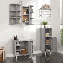 Ybyric - Set Mobili da Bagno 3 pz Grigio Sonoma in Legno Multistrato