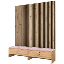 Mobilier1 - Set arredo da corridoio Hartford 485, Rovere Artisan + Manila 09, 206x170x44cm, Arazzo, Truciolare laminato, Da terra