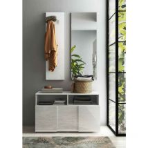 Set Mobili Ingresso Base 1 Ribalta Bianco Lucido + Appendiabiti + Specchiera Dama StilProjectStore.com