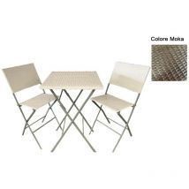 Set mod. basic tavolo e 2 sedie pieghevole moka