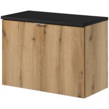 [en.casa] - Set newport Armadio Pensile Sottolavabo con Piano di Lavoro 80x60x40 Effetto Rovere / Nero