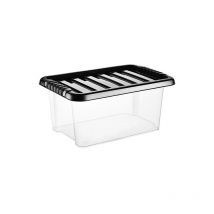 Viss - Set of 10, 13 Litre) Clear Plastic Storage Boxes With Black Lids Home
