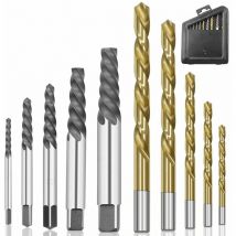 Costjj - Lot de 10 extracteurs de vis à gauche cobalt avec boîtier métallique Doré,Extracteur de vis à tête cassée,Lilaris