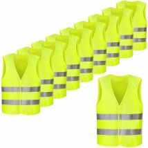 Set of 10PCS Reflective Fluorescent Yellow Safety Vests, High Visibility for Cyclist, Driver, Runner, Garbage Collector etc, 56x68cm