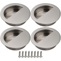 Linghhang - Set of 4 (Silver) Sliding Door Handles Sliding Door Handles Sliding Door Pulls Recessed Handles for Sliding Door Cabinet Furniture Handles