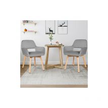 Set of 2 Arm Velvet Fabric Chairs Leisure Upholstered Side Wood Leg
