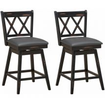 Costway - Set of 2 Bar Stools Counter Height Chair Pub 360 °Swiveling Upholstered Seat 24'