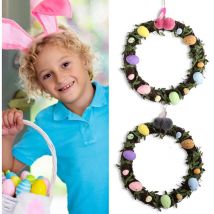Set of 2 Bunny Vine Wreath Pendant Door Wall Wreath Sign Easter Party Favour Easter Wreath Wall Decoration Home Decorations Easter Supplies Spring
