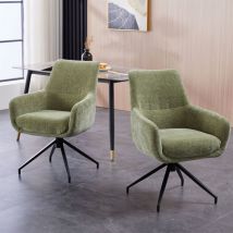 Furniture One - Set of 2 Chenille Padded Dining Chair - Green