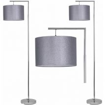 Set of 2 Chrome Angled Floor Lamps with Grey Glitter Shades - Polished chrome plate and silver grey glitter