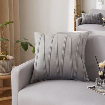 Set of 2 Cushion Cover Three-Dimensional Geometric Stripes Velvet Decorative Pillow Case Home Living Room Sofa Bedroom (45x45cm, Grey) Groofoo