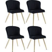 Wahson Office Chairs - Modern Dining Chairs Set of 4 in Velvet Side Chairs with Shell Designed Backrest for Kitchen Living Room Restaurant, Black,