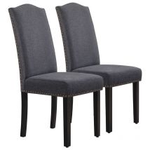 2pcs Fabric Dining Chairs Classic Kitchen Chair, Dark Gray - Yaheetech