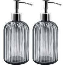 Set of 2 Glass Soap Dispensers, 400ml Liquid Soap Dispensers with Pump, Refillable Lotion and Soap Dispensers for Kitchen, Bathroom, Laundry Room,