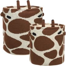 Beliani - Set of 2 Kids Storage Basket Cotton Giraffe Toys Storage with Handles Beige and Brown Pomang