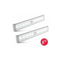 Miya - Set of 2 led Motion Sensor Night Lights Closet Lights led Strips Self Adhesive Powered by aaa Batteries (Not Included) Aluminum Finish