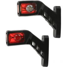 Memkey - Set of 2 led Side Marker Lights 12V/24V Chassis Mount for Truck and Dumper – Red/White/Orange