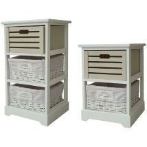 Topfurnishing - Narrow Slim 2 Chest of Draw Kids Nursery Bedroom Bedside Table Unit Cabinet [35 x 30 x 44 cm] - White