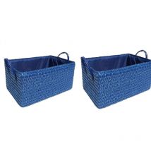 Neon Bright Colours Toys Baby Nursery Organiser Cupboard Storage Basket + Handle Hamper basket [BLUE,Set of 2 Medium]