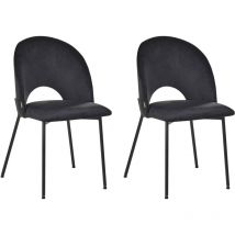 Lot de 2 Chaises de Salle à Manger Rétro en Velours Glamour Noir Covelo