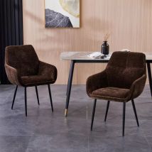Furniture One - Set of 2 Padded Dining Chair Stationary Task Chair - Brown