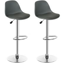 Tabourets de Bar, Lot de 2, Chaises de Bar en pu, Pieds chromés, Hauteur Réglable, Sièges de Cuisine Pivotants à 360°, avec Dossier et Repose-Pieds,