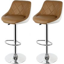 Sifree - Tabourets de Bar Chaises de Salle à Manger Lot de 2, Coussin d'assise à Dossier Pivotant Réglable en Hauteur, Chaises de Bar Cuir pu Pieds