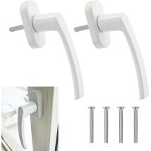 Ibuyke - Lot de 2 poignées de fenêtre en aluminium blanc – Serrure de fenêtre sans clé, idéale pour portes, fenêtres, balcons, longueur de tige 120