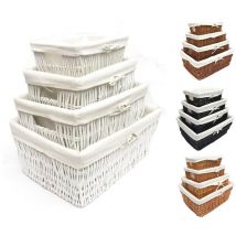 Topfurnishing - set of 2 Wider Large Big Deep Lined Kitchen Wicker Storage Basket Xmas Hamper Basket [White,Set of 2 Extra Large 52x40x21cm] - White