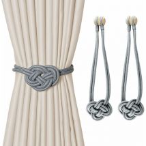 Héloise - Set of 2 Wooden Curtain Tiebacks, Magnetic Curtain Tiebacks, Magnetic Braiding Curtain Buckles, Curtain Holdback for Living Room, Office,