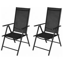 Progarden - Set of 2 x Black Reclining Folding Outdoor Chairs