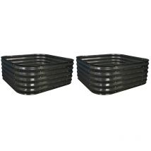 Selections - Set of 2 x Large Metal Raised Vegetable Bed in Dark Grey (120cm)